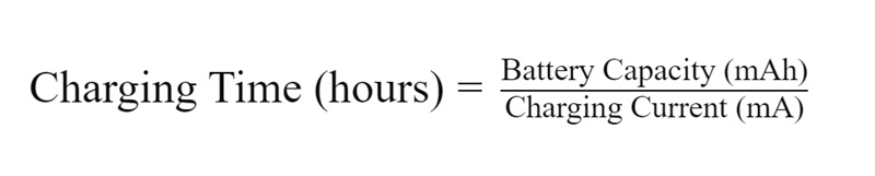 To estimate charging time, use the following formula