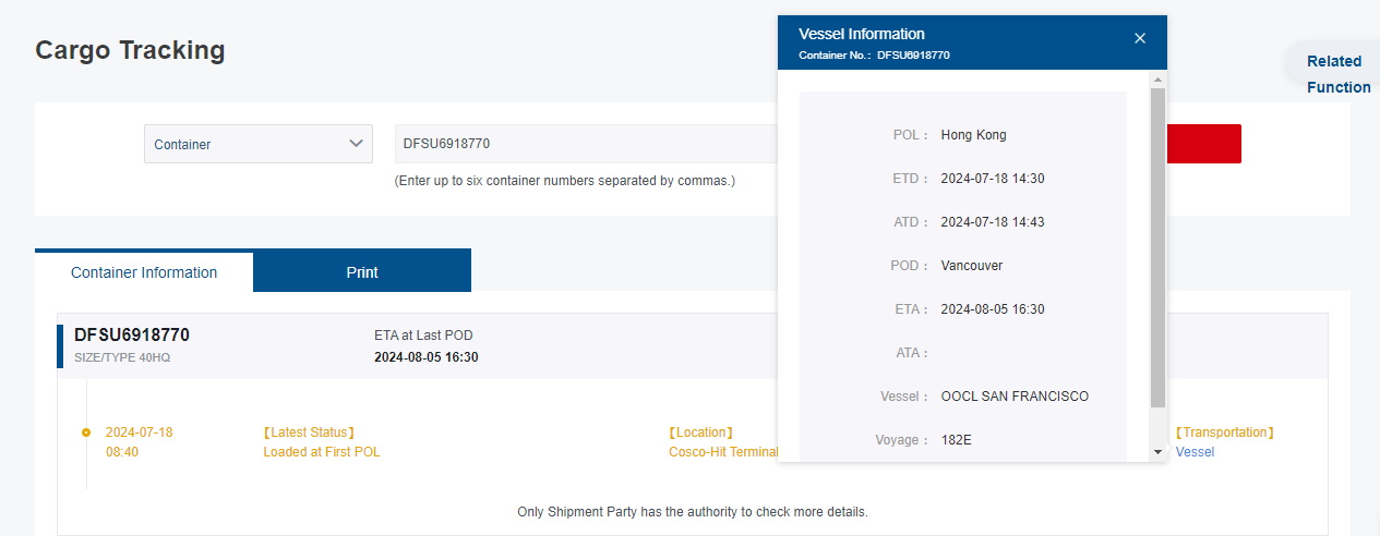 tracking information